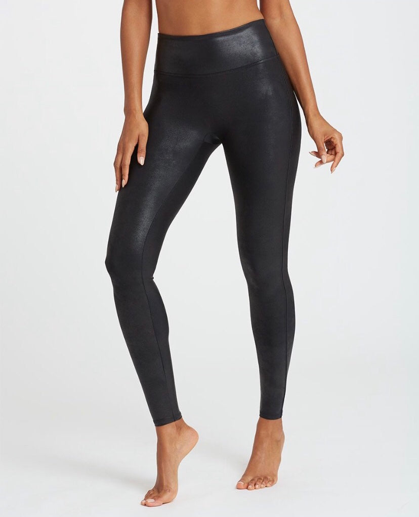 Assets By Spanx All Over Faux Leather Leggings Black High Waist