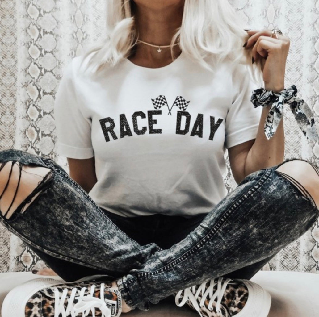 Race Day Tee in Black or White