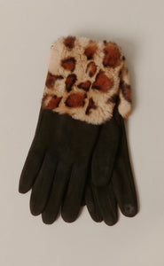 Leopard Fur Glove with Smart Touch