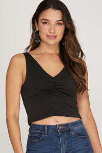 Sleeveless Ruched Top in Black or Off white