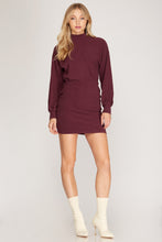 Load image into Gallery viewer, Brushed Knit Dress in Wine &amp; Green-Size Large Left
