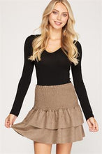 Load image into Gallery viewer, Faux Suede Tiered Mini Skirt
