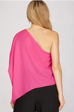 Load image into Gallery viewer, One Shoulder Top in Pink &amp; Green
