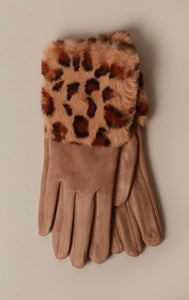 Leopard Fur Glove with Smart Touch