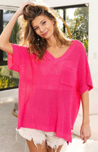 Load image into Gallery viewer, Carlie Sweater in Pink -size Large left
