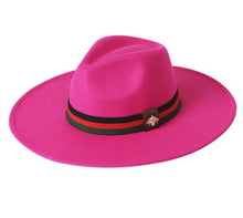 Load image into Gallery viewer, RESTOCK! Bee Multi Stripe Felt Hat in Hot Pink, Gray, Black or Red
