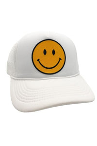 White with Yellow Smiley Trucker Hat