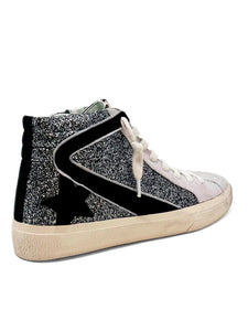 Roxanne Black Silver High Top Sneaker-Size 7 & 7.5 left