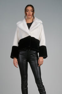 Fur Color Block Coat-Size Medium Left
