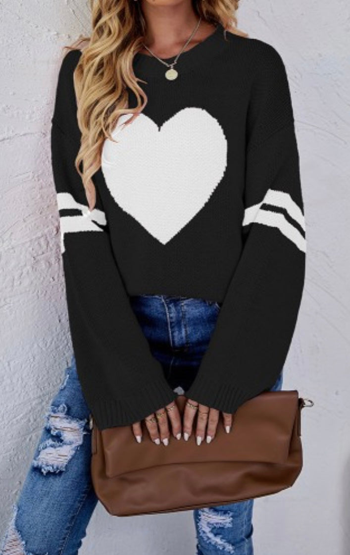 Black & White Heart Sweater