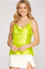 Load image into Gallery viewer, Cowl Neck Cami Top in Magenta &amp; Neon Yellow

