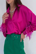 Load image into Gallery viewer, Pink Feather Cuff Button Down
