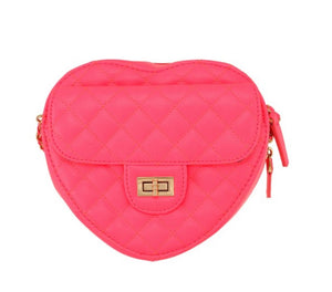 Quilted heart Shape Bag with Gold Strap